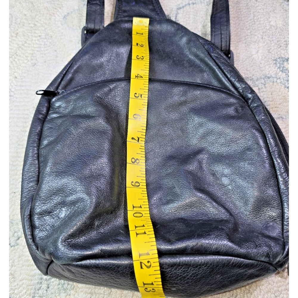 Quality Premium Leather Backpack Side-Zip Closure 3 Compartment Adjustable Strap - Picture 12 of 15